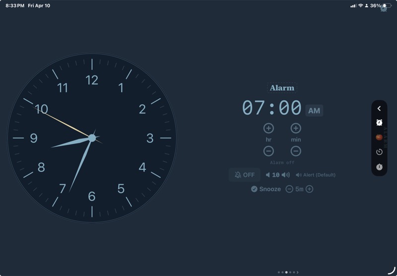 Alarm widget in desk mode