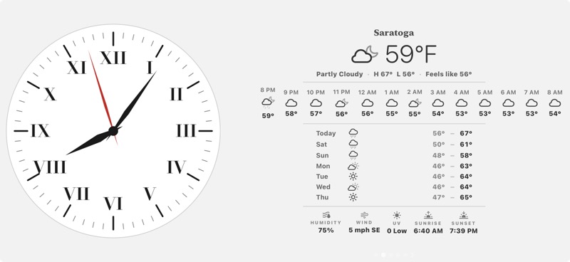Classic Roman clock with weather forecast