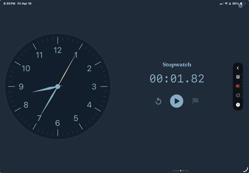 Stopwatch widget with lap recording